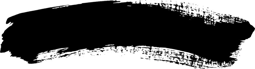 Bold Black Brush Stroke with Grunge Texture on White Background