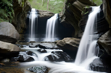 Fototapeta premium 滝のある渓谷