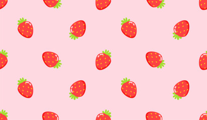 Strawberry flowers summer seamless vector children's pattern. 