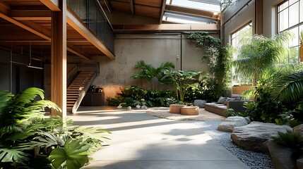 Interior Space Filled with Lush Green Plants and Natural Light