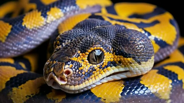Stunning Close-Up of a Yellow and Black Python