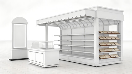 Equipment for a food store. Display cases, refrigerators, shelving, lighting..