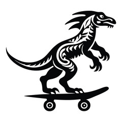 Obraz premium modern tribal tattoo raptors, abstract line art of dinosaurs, minimalist contour. Vector