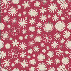 Viva Magenta Flowers Seamless Pattern Ditsy Style