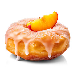 Glazed Donut with Peach Slice and Sugar Crystals