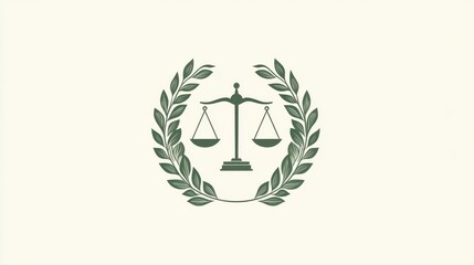 Justice Scales Emblem, Legal Symbol, Background for Law Firm, Stock Photo