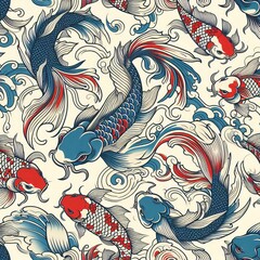 Ukiyo-e Fish Decorative Pattern
