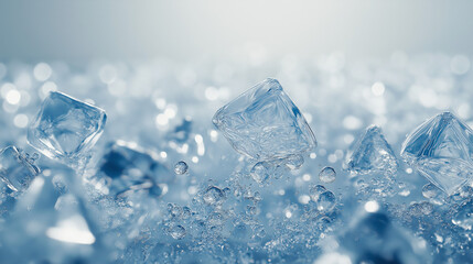 Obraz premium A macro shot of the texture of ice on a frozen lake, showing delicate air bubbles