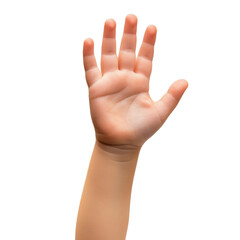 Obraz premium Child's Hand Gesture: Capturing the innocence and vulnerability of childhood, this image features a child's small, open hand, fingers outstretched, against a clean background.