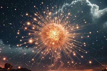 Fototapeta premium Dynamic Meteor Shower Element with Unique Texture and Atmospheric Background