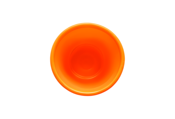 Empty plastic orange cup isolated on transparent background
