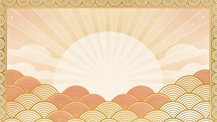 Elegant Gold Sunrise Wave Pattern Background Art Deco Style Design for Luxury Branding