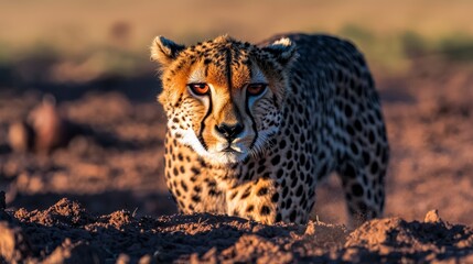 Obraz premium Majestic Cheetah Hunting in African Savanna Wildlife Photography