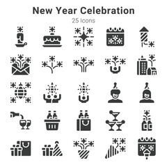 25 icon collections about new year celebration and related topics