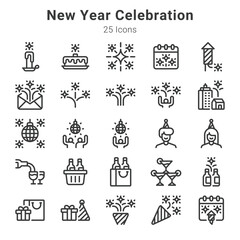 25 icon collections about new year celebration and related topics