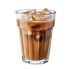 Iced coffee in a glass with ice cubes
