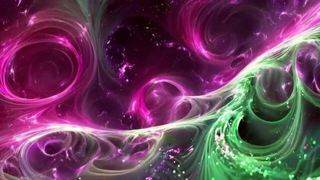 Vibrant Abstract Space with Swirling Colors and Cosmic Elements in a Dreamlike Scene