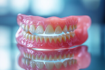 Obraz premium Artificial dentures with white gums and teeth