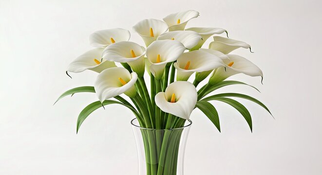 An Elegant Arrangement of White Calla Lilies With Minimalistic Green Foliage