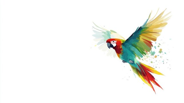 Colorful Parrot in Flight, Abstract Background, Digital Art, Stock Photo