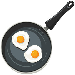 Fried Eggs in Frying Pan Flat Style Kitchen Icon