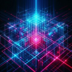 Neon Grid on Dark
