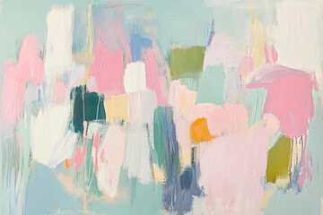 Abstract painting with soft pastel colors and dynamic brush strokes
