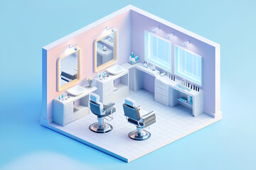 3D salon room with minimalist concept