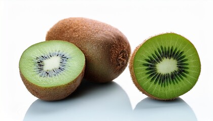 Obraz premium fresh whole half and sliced kiwi fruit