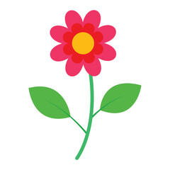 Simple Flat Single Flower Vector Illustration