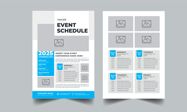 Event Schedule and Conference Event Program layout design template with unique design style concept - Powered by Adobe
