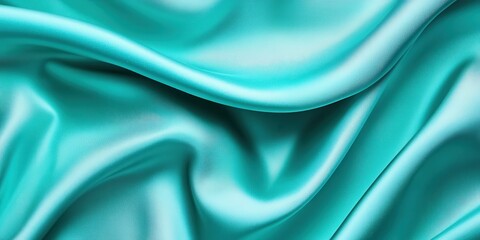 Turquoise Satin Fabric with Wrinkled Texture and Shine