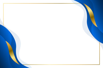 Elegant Blue and Gold Abstract Wave Background. Modern border and frame design. Suitable for Invitations, certificates, awards, templates, banners, posters, cards, and more