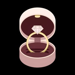 Gold diamond ring in jewelry box.