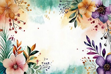 Stunning watercolor frame featuring abstract floral designs.