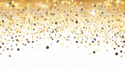 luxury golden confetti falling on white background with sparkling bokeh effect, festive backdrop for celebration design

