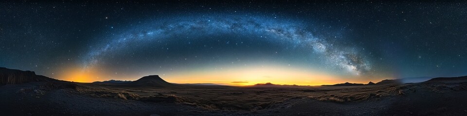 Fototapeta premium Milky Way Arc over Desert Landscape