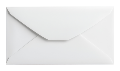 Closed white envelope, isolated on a transparent background