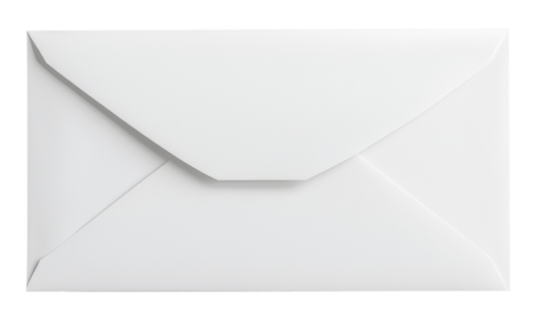 Closed white envelope, isolated on a transparent background