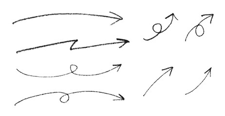 鉛筆で書いたラフな矢印セット。手描きの温かみがあるシンプルイラスト素材