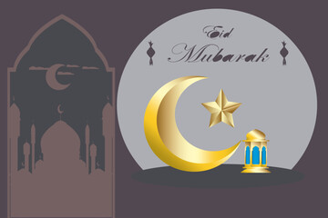 Happy Eid Mubarak. Vector greeting card, Poster, background, banner Eid Mubarak