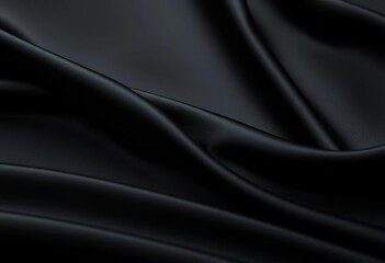 Fototapeta premium Deep black satin silk, luxurious folds and sheen, art, rich