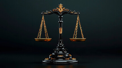 Elegant Black and Gold Balance Scale Symbolize Justice AI generated