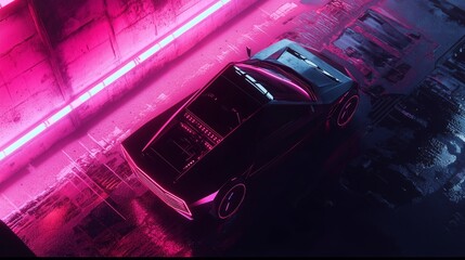 Futuristic Ceramic Coated Vehicle with Neon Lighting Effects