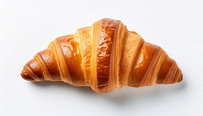 croissant isolated white background flat lay