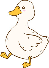 Cute Cartoon White Duck Hand Drawn Doodle