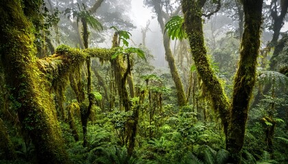 monteverde cloud forest costa rica rainforest cloudy jungle wet moist moss covered trees