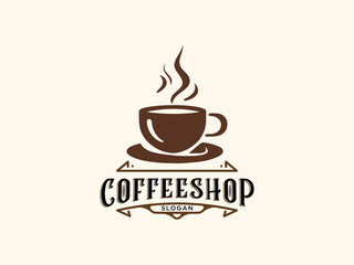 Coffee shop logo design vector template