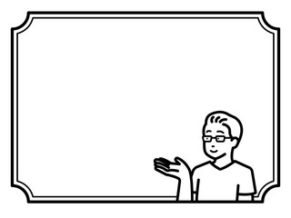 医師のイラストの縁取りフレーム