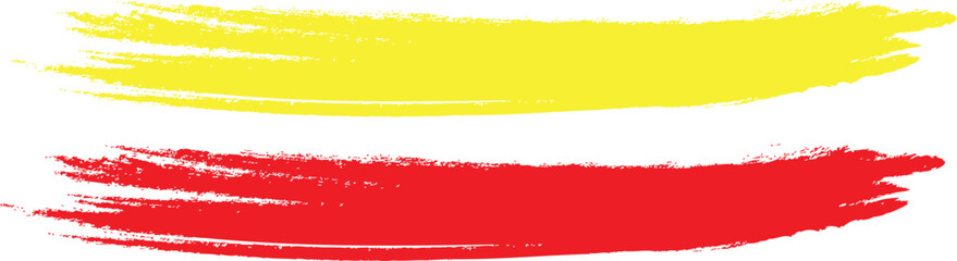 Yellow and Red stroke of paint on transparent background brush effect.